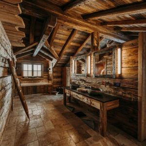 Ein von Sampl gefliestes Badezimmer im Chalet Auszeit